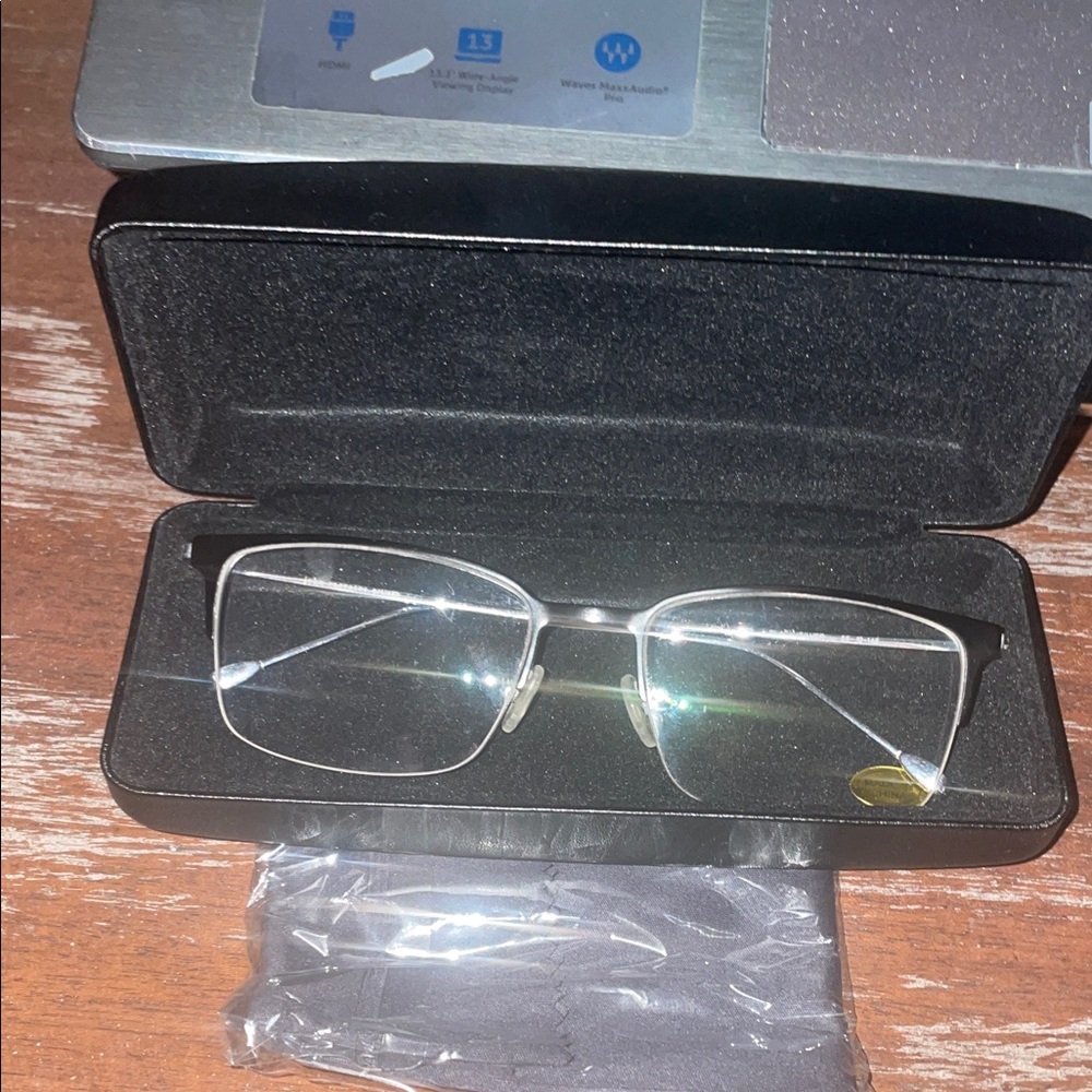 John Varvatos Black And Silver Rectangular Eyegla… - image 1